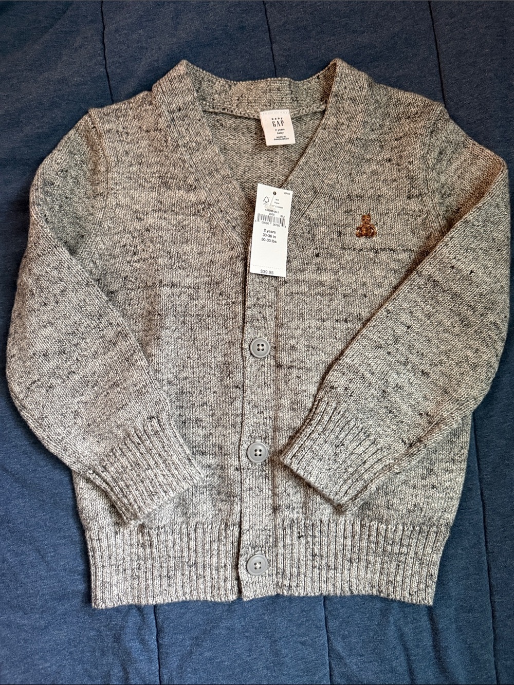 GAP Heather Gray Knit Button-Front Cardigan